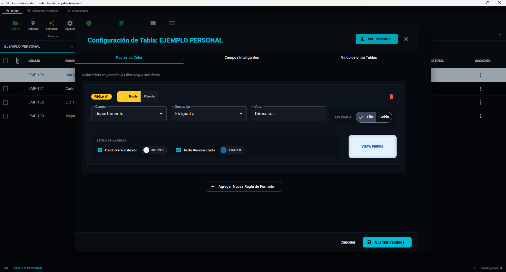 Configuración de Reglas Visuales